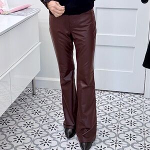 Banana Republic Dark Brown Leather Flare Pants 28/6 Petite